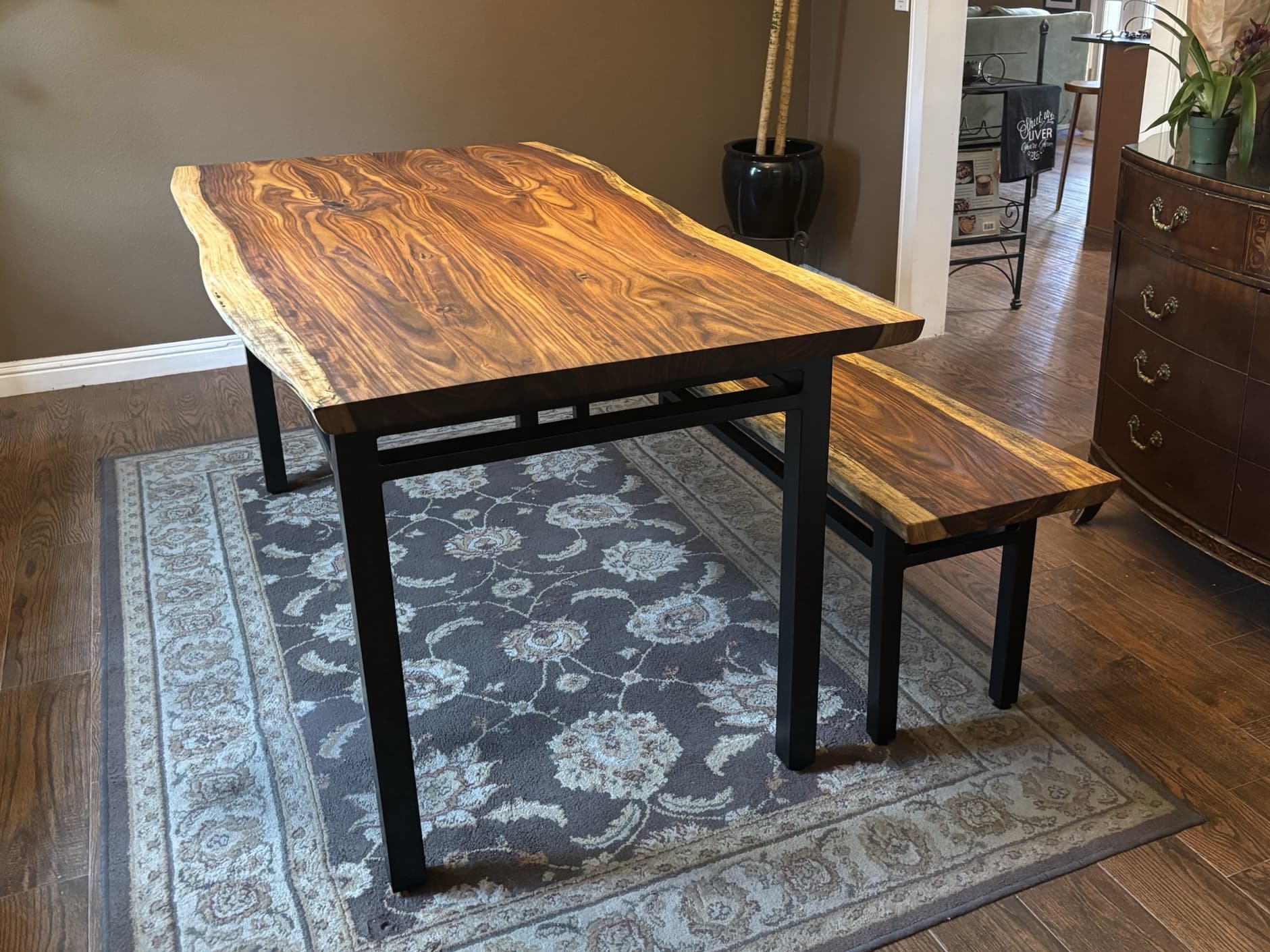 The finished table in the room